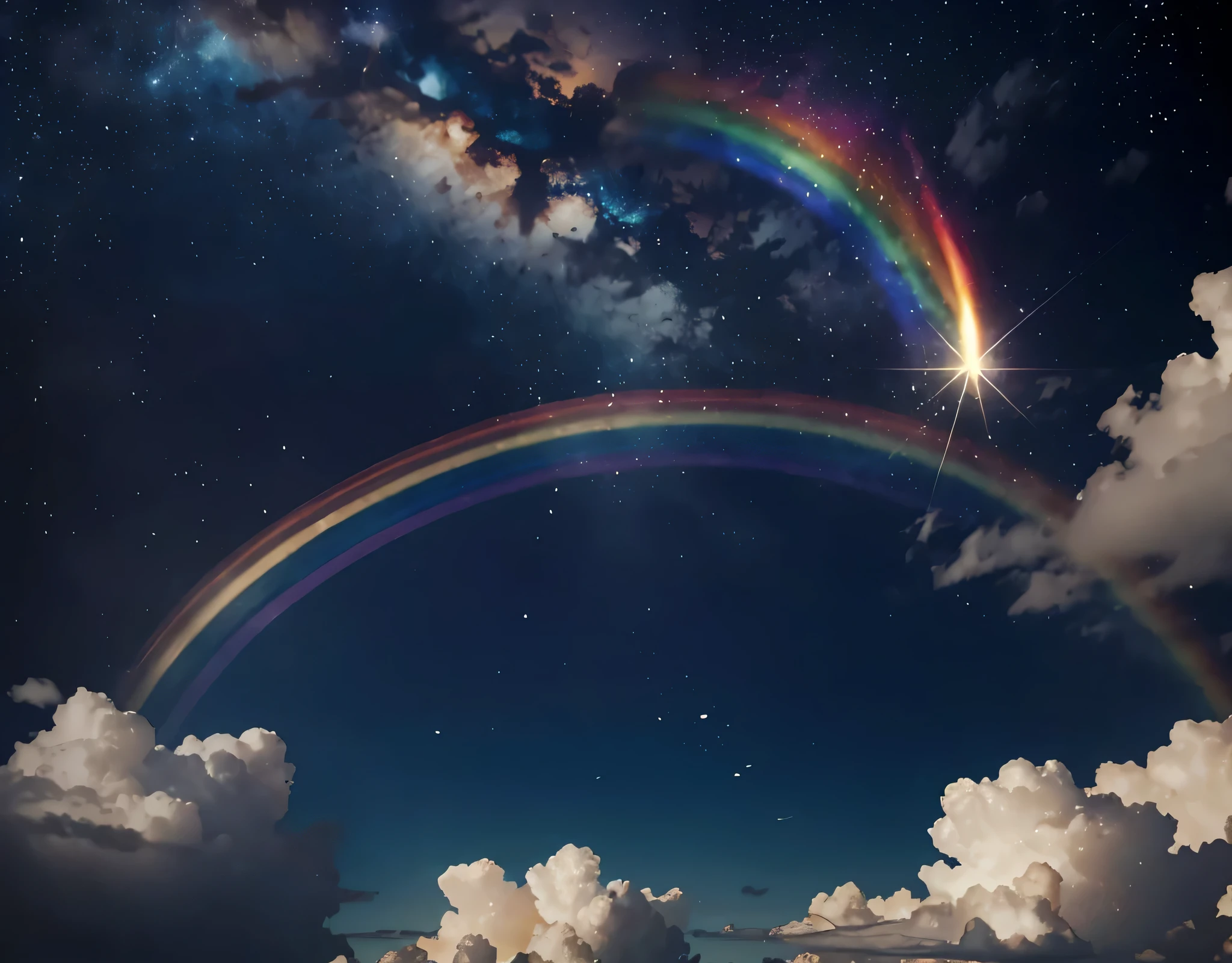 A single photo、The summit of god、god々Shining golden god、The God of Gods located at an altitude of 10,523m、A rainbow-colored halo appears around the sun!!、A fantastic view of the stars、The wind is blowing so hard that it's sending up heavy snow smoke.、((Diamond dust flutters:1.4)).Diamond dust sparkles、Rugged Mountain々、Mountain々The light reflected on the lake surface between、Seven photos with beautiful contrasts of light、Magnificent sea of clouds、wood々、The mountain was covered with snow々、sunny、Lots of lens flares、The morning sun shines brightly、The morning sun shines brightly、(Ultra-realistic:1.2), High resolution, (Bright colors, High resolution:1.1), (Sharp focus:1.1), (Physically Based Rendering:1.1), Tyndall effect, Colorful lights, (((Light shines through the gaps in the clouds))), Beautiful perspective, Contrasting Shadows, Moving configuration, Realistic landscape, unique configuration, Soft texture, Intricate details, godMysterious atmosphere, An artistic exploration of light and shadow,Golden dazzling light、A world view that captivates all who see it、Fantasy World、Mountain close to space々Altitude 8253m 、god area、