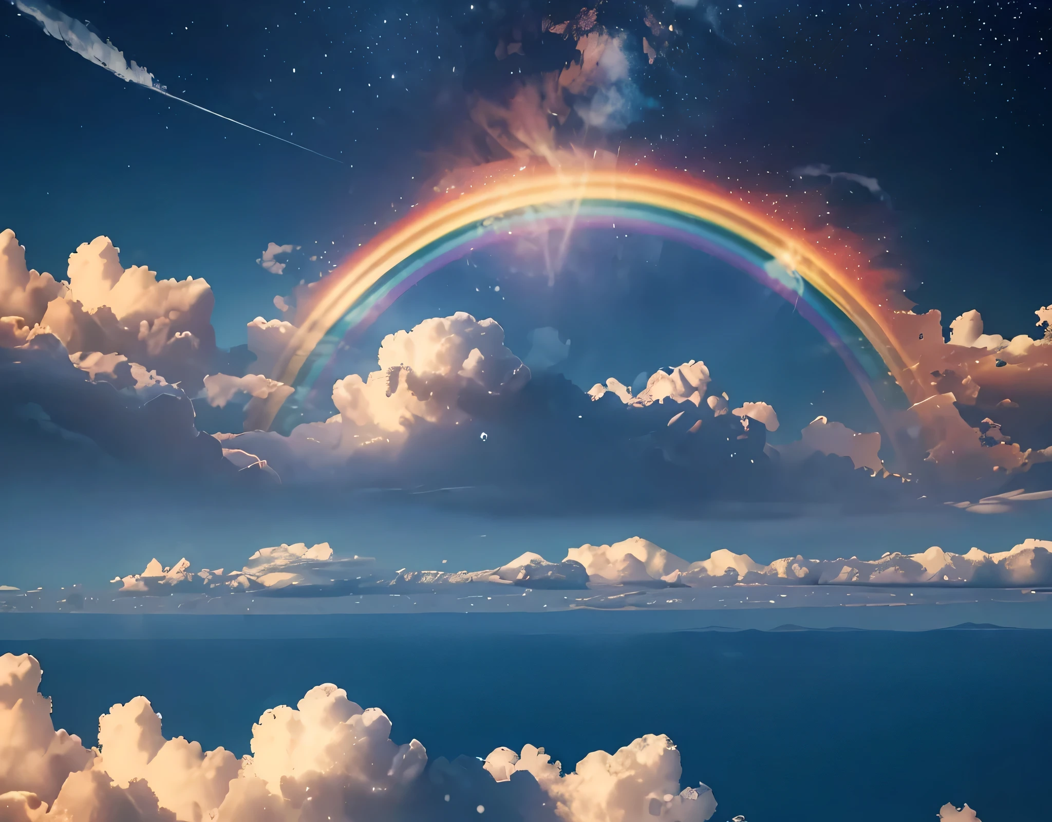 A single photo、God's cloudless realm、God's Summit Castle in the Sky、god々Shining golden god、The God of Gods located at an altitude of 10,523m、A rainbow-colored halo appears around the sun!!、A fantastic view of the stars、The wind is blowing so hard that it's sending up heavy snow smoke.、((Diamond dust flutters:1.4)).Diamond dust sparkles、Rugged Mountain々、Mountain々The light reflected on the lake surface between、Seven photos with beautiful contrasts of light、Magnificent sea of clouds、wood々、The mountain was covered with snow々、sunny、Lots of lens flares、The morning sun shines brightly、The morning sun shines brightly、(Ultra-realistic:1.2), High resolution, (Bright colors, High resolution:1.1), (Sharp focus:1.1), (Physically Based Rendering:1.1), Tyndall effect, Colorful lights, (((Light shines through the gaps in the clouds))), Beautiful perspective, Contrasting Shadows, Moving configuration, Realistic landscape, unique configuration, Soft texture, Intricate details, godMysterious atmosphere, An artistic exploration of light and shadow,Golden dazzling light、A world view that captivates all who see it、Fantasy World、Mountain close to space々Altitude 8253m 、god area、
