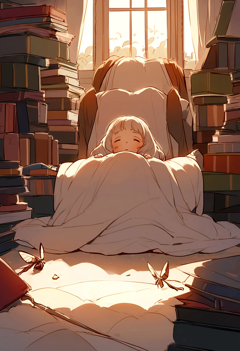 Mamalad grew up in the old woman's warm home, Surrounded by books and soft blankets. She became a beloved companion, Play with yarn,Chasing the occasional fly.
