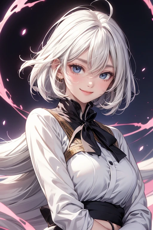 anime girl, (Big smile), (whole body), (white hair), (Hair in one eye:1.2),Enchanting anime girl, Best anime 4K, wallpapers, Attractive anime girl, 4k anime wallpaper, 4K Manga Wallpaper, Detailed digital anime art, Anime Best Girls, Beautiful Anime Girls, Detailed anime artwork, Beautiful and attractive anime women