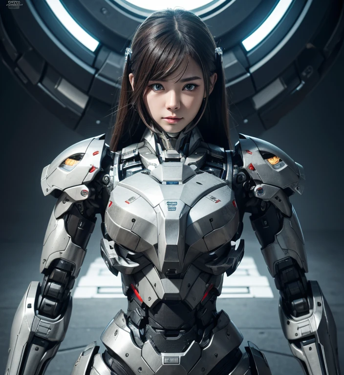 Textured skin, Super Detail, high details, High quality, Best Quality, hight resolution, 1080p, hard disk, beautiful,(War Machine),Beautiful Cyborg Woman,Mecha Cyborg Girl,Battle Mode,Girl with a mecha body