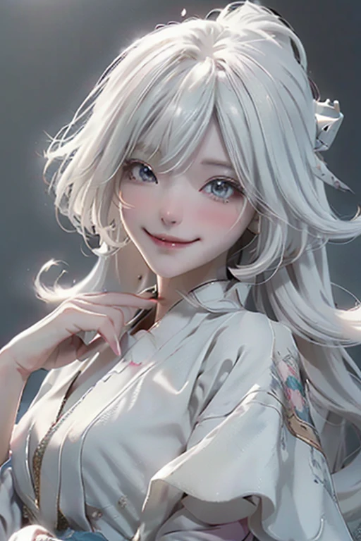 anime girl, (Big smile), (whole body), (white hair), (Hair in one eye:1.2),Enchanting anime girl, Best anime 4K, wallpapers, Attractive anime girl, 4k anime wallpaper, 4K Manga Wallpaper, Detailed digital anime art, Anime Best Girls, Beautiful Anime Girls, Detailed anime artwork, Beautiful and attractive anime women