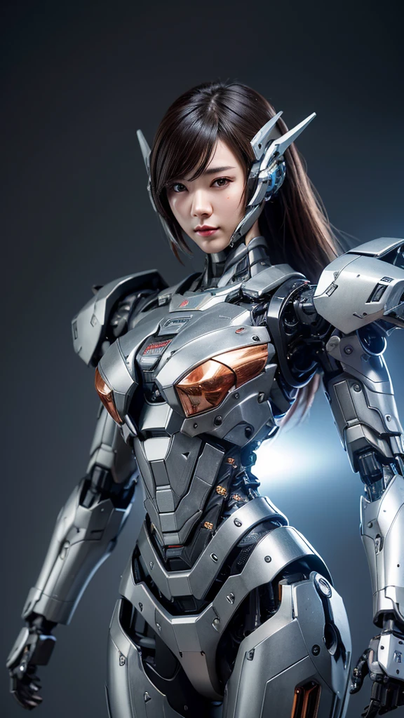 Textured skin, Super Detail, high details, High quality, Best Quality, hight resolution, 1080p, hard disk, beautiful,(War Machine),Beautiful Cyborg Woman,Mecha Cyborg Girl,Battle Mode,Girl with a mecha body