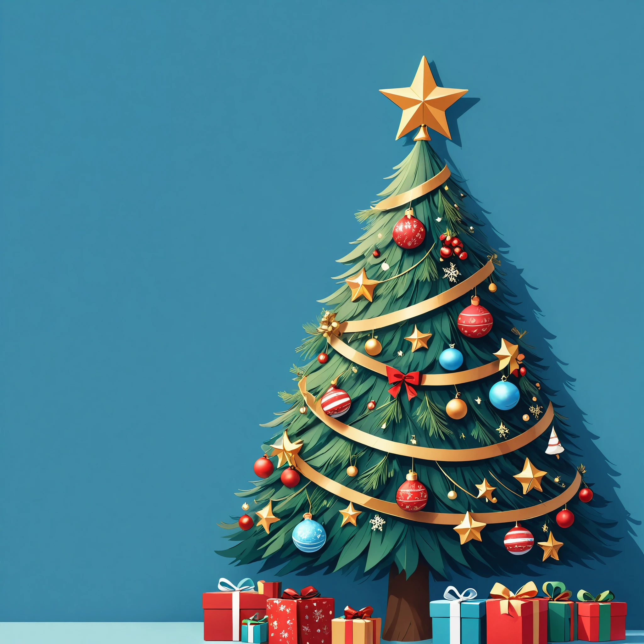 Christmas elements poster blue background Christmas tree