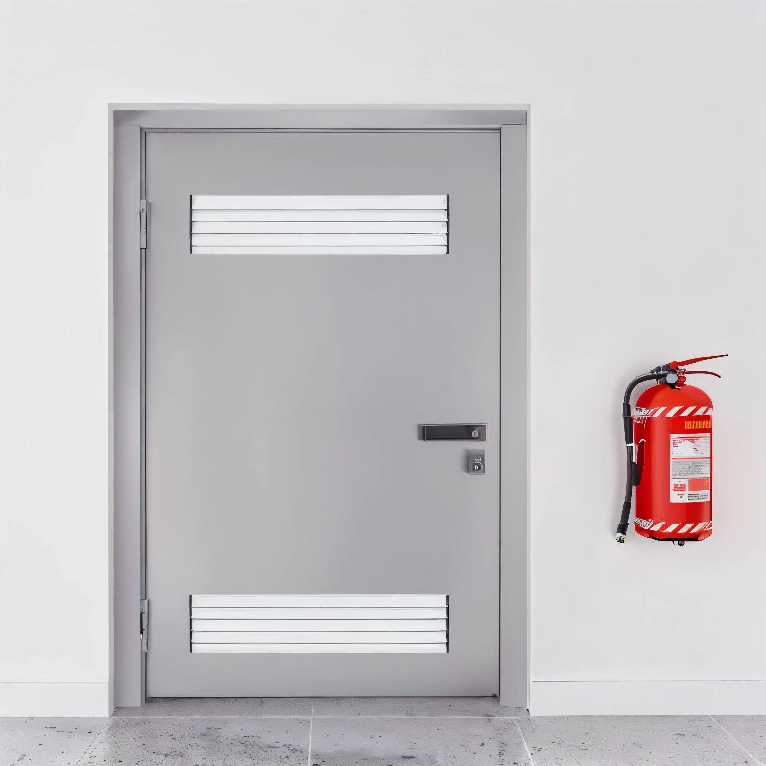there is a fire extinguisher next to a door in a room, tall door, doors, door, by Jan Kupecký, in doors, door to lab, 3 - piece, a hyper realistic, highly detailed product photo, clemens ascher, about to enter doorframe, on grey background, closeup photograph, real photo, background, by Konrad Witz