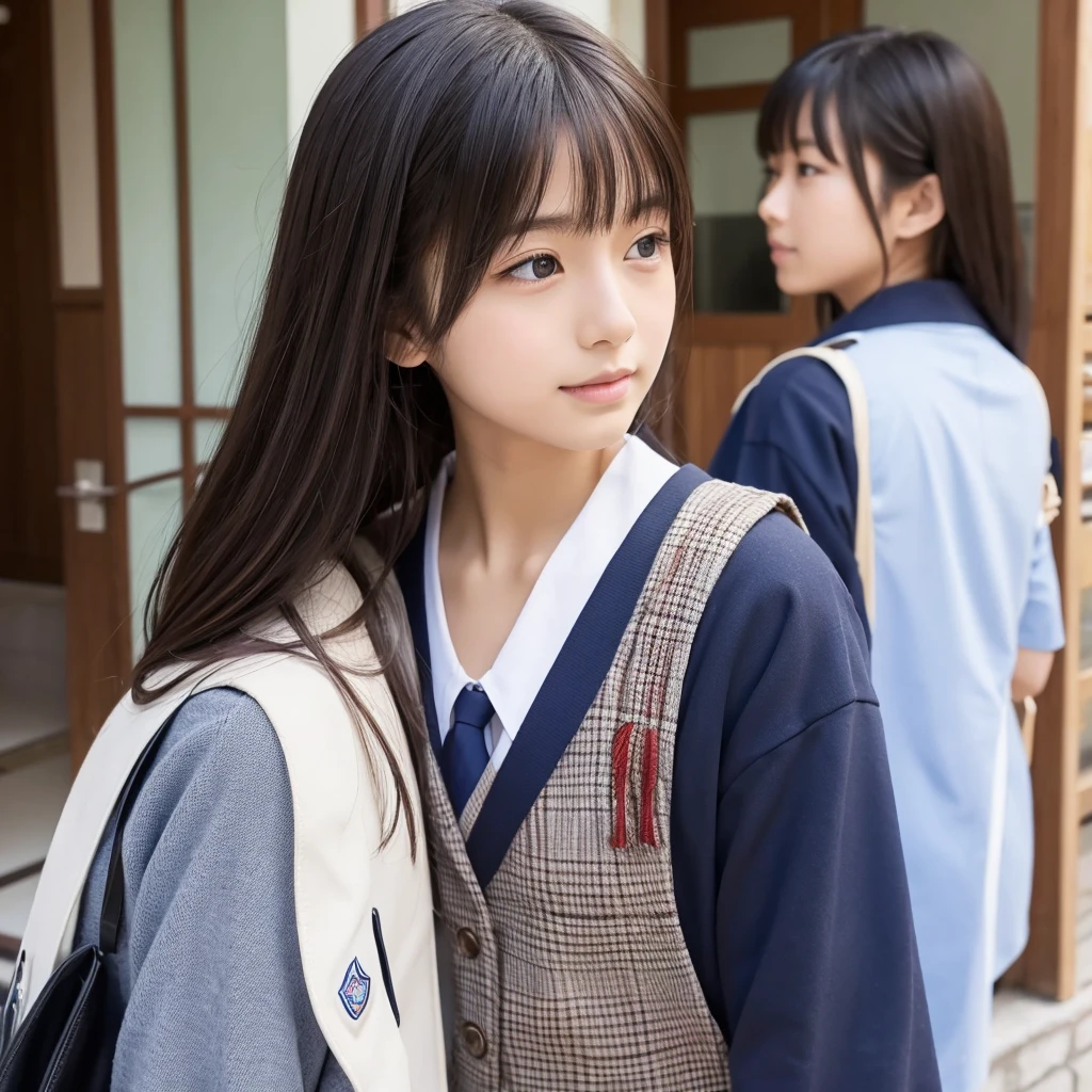 Beautiful girl Side view Japanese students uniform