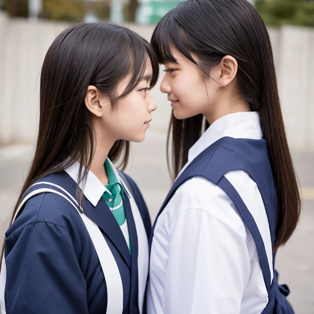 Beautiful girl　Side view　Japanese students　uniform