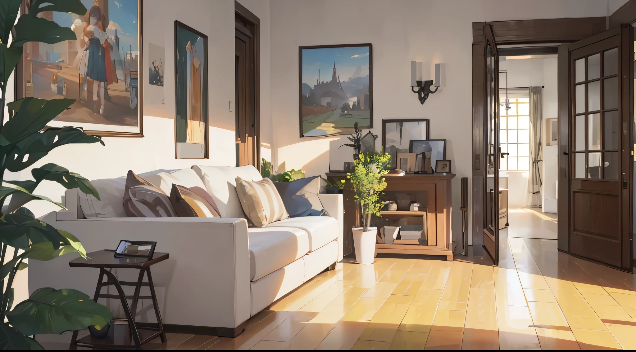 (Best quality, 4K, 8K, high resolution, masterpiece: 1.2), extremely detailed, (no one: 1.5), indoor, living room, cozy indoor,
