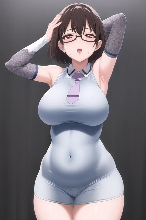 kasuminomura, kasumi nomura, short hair, black hair, glasses, semi-rimless eyewear, (brown eyes:1.5),
BREAK dress, , necktie, belt,
BREAK indoors, classroom,
BREAK looking at viewer, (cowboy shot:1.5),
BREAK (masterpiece:1.2), best quality, high resolution, unity 8k wallpaper, (illustration:0.8), (beautiful detailed eyes:1.6), extremely detailed face, perfect lighting, extremely detailed CG, (perfect hands, perfect anatomy),Non-formula,Official Art, Very detailed CG Unity 8k wallpaper, Very detailed, Shiny skin, Written boundary depth, Bright colors,1 girl, ,Beautiful character design, perfect eye, Perfect face,expressive eye,Perfect balance,(Focus on her 顔), (Innocent_big_eye:1.0),(Light_smile:0.3),((highest quality)), ((masterpiece)), (detailed), Perfect Face,nsfw,No sleeve,(Armpit:0.9),(Plump:1.2),Too thick thighs,Big Ass,Big Breasts,(Flabby belly:1.1),(ArmpitSweat:1.2),(赤らんだArmpit:1.1),ArmpitSweat,Sweat,Squat,Spread your legs wide,(Peeing:1.2),(sperm 1.5),Too big nipples,Tight,(Long Tongue:0.8),saliva,Covered in juice,The viewer looks up from below,pubic hair,Taunt,Estrus,Hot body,vapor,blush,orgasm face,Opera gloves and knee socks,