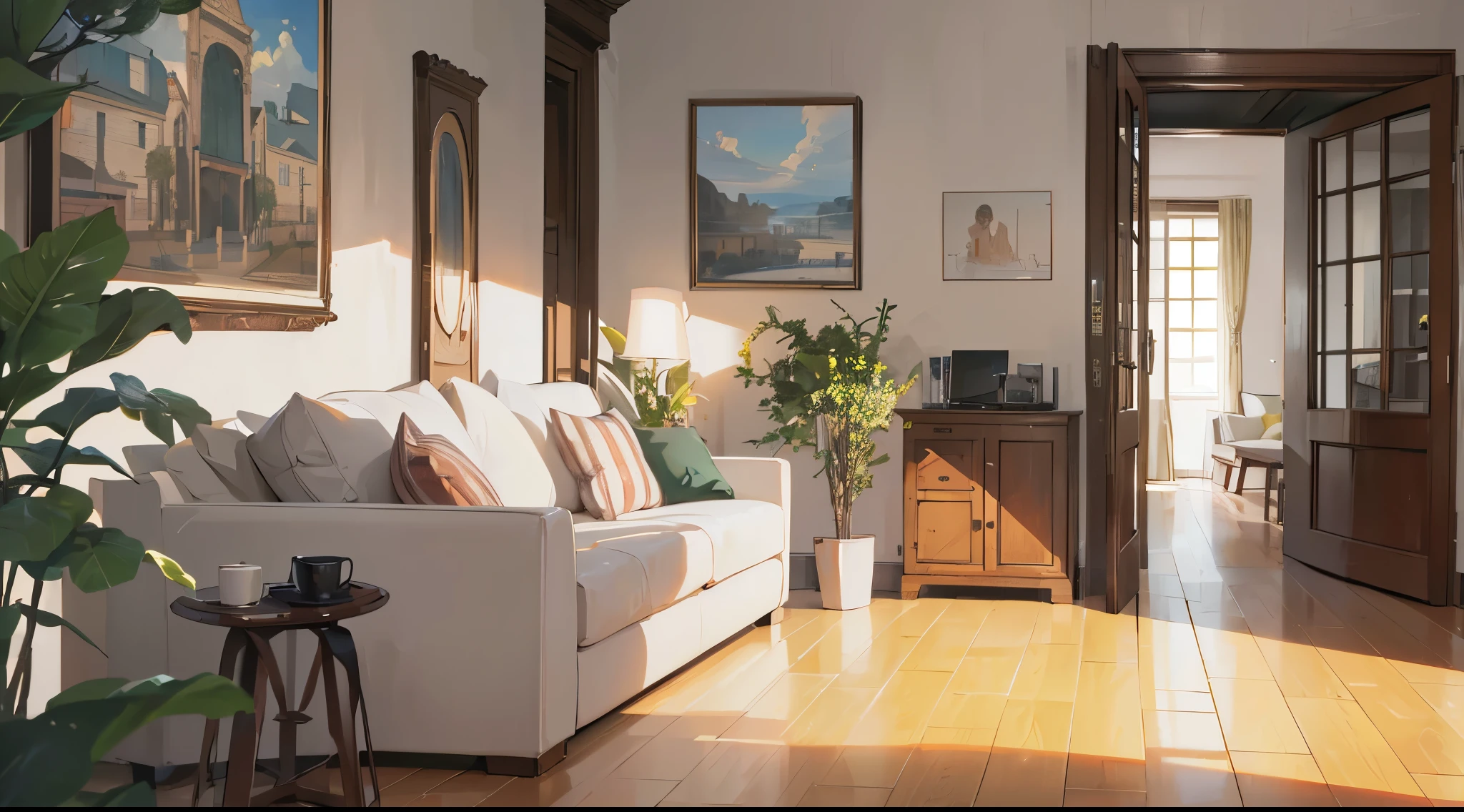 (Best quality, 4K, 8K, high resolution, masterpiece: 1.2), extremely detailed, (no one: 1.5), indoor, living room, cozy indoor, 