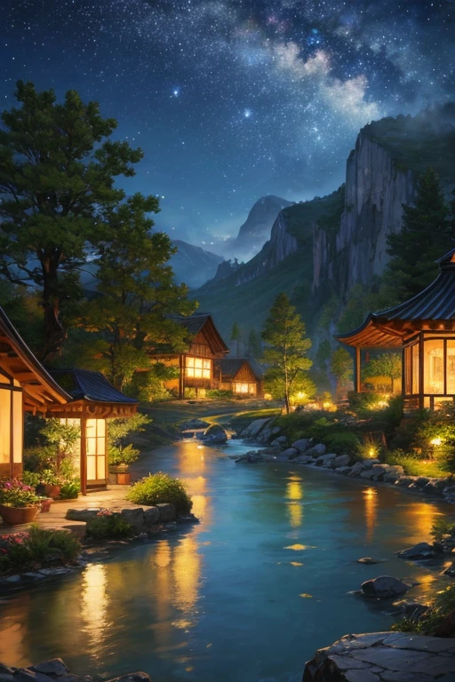 highest quality、Landscape painting、night、nature、Beautiful views