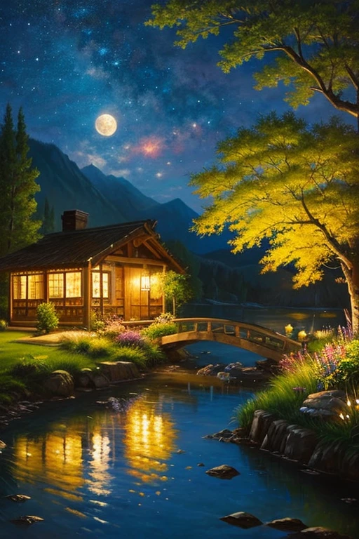 highest quality、Landscape painting、night、nature、Beautiful views