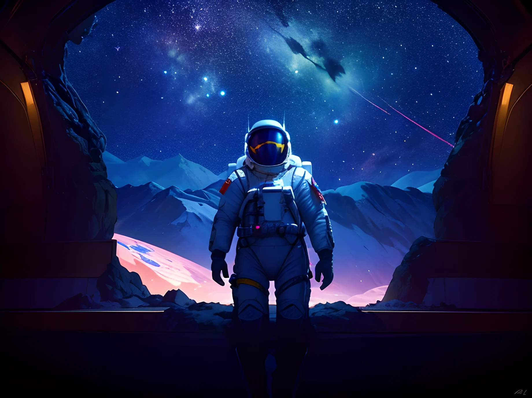 A highly detailed astronaut in a spacesuit, gazing up at the stars, ready for the next adventure, cinematic lighting, dramatic atmosphere, hyper-realistic, vibrant colors, beautifully lit, intricate details, volumetric lighting, photorealistic, 8K, ultra-detailed, best quality, masterpiece
