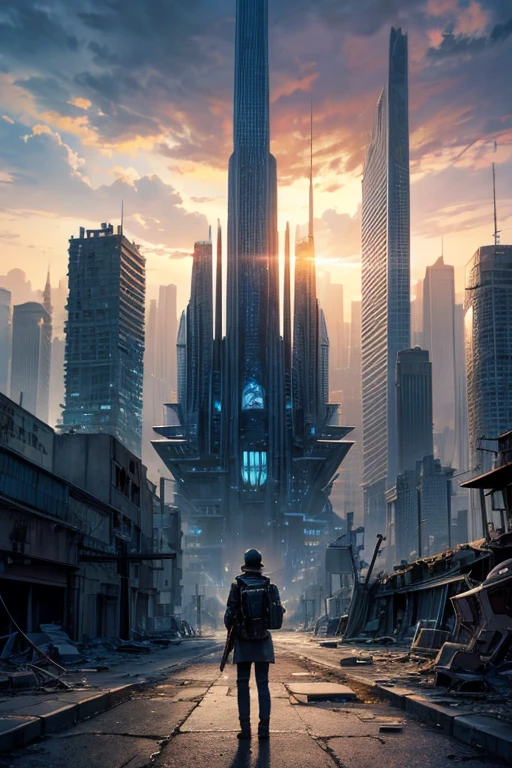highest quality、A ruined futuristic city、dim、Surrealism