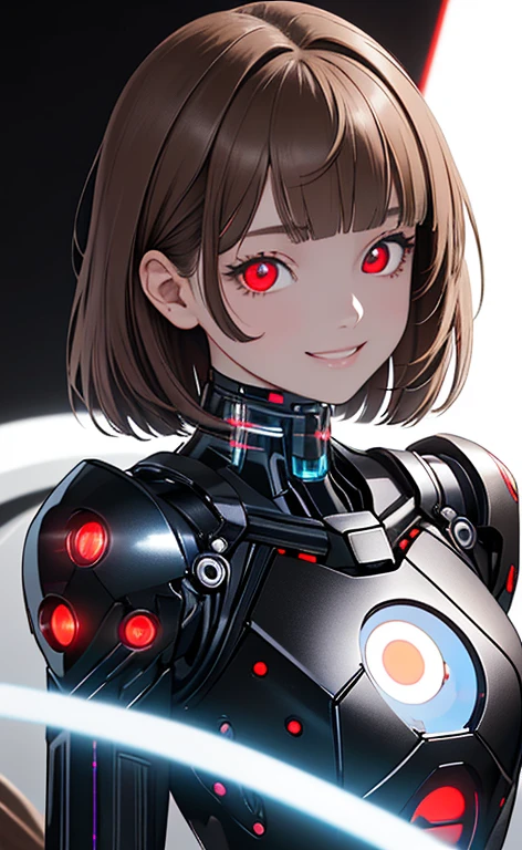 (Photorealistic:1.4)、(,20-year-old:1.5),(masterpiece、lens flare:1.pot light:1.2、Exquisite beautiful eye:1.5,portlate),(kind eyes、tareme:1.9),()
、Cute Face、 3D Face、(light brown hair:1.5)、t hair),(very long sidelock :1.5),(blunt bangs:1.3),(1 woman)、(Red eyes:1.2)、(upper body:1.5)、(clear face:1.5)、(head tilt) ,(Cute face:1.2),(flat chest),(),kind face,(cyber punk suit),(black background:1.5)、(glowing eyes:1.3)、()、 Neat and clean、Adorable、Demure,Slim Body(),Shiny Hair、()、Nijisketch,Manga,smiley face, grin