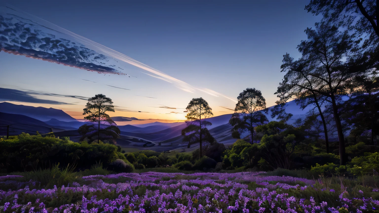 nature Night view moon flower
