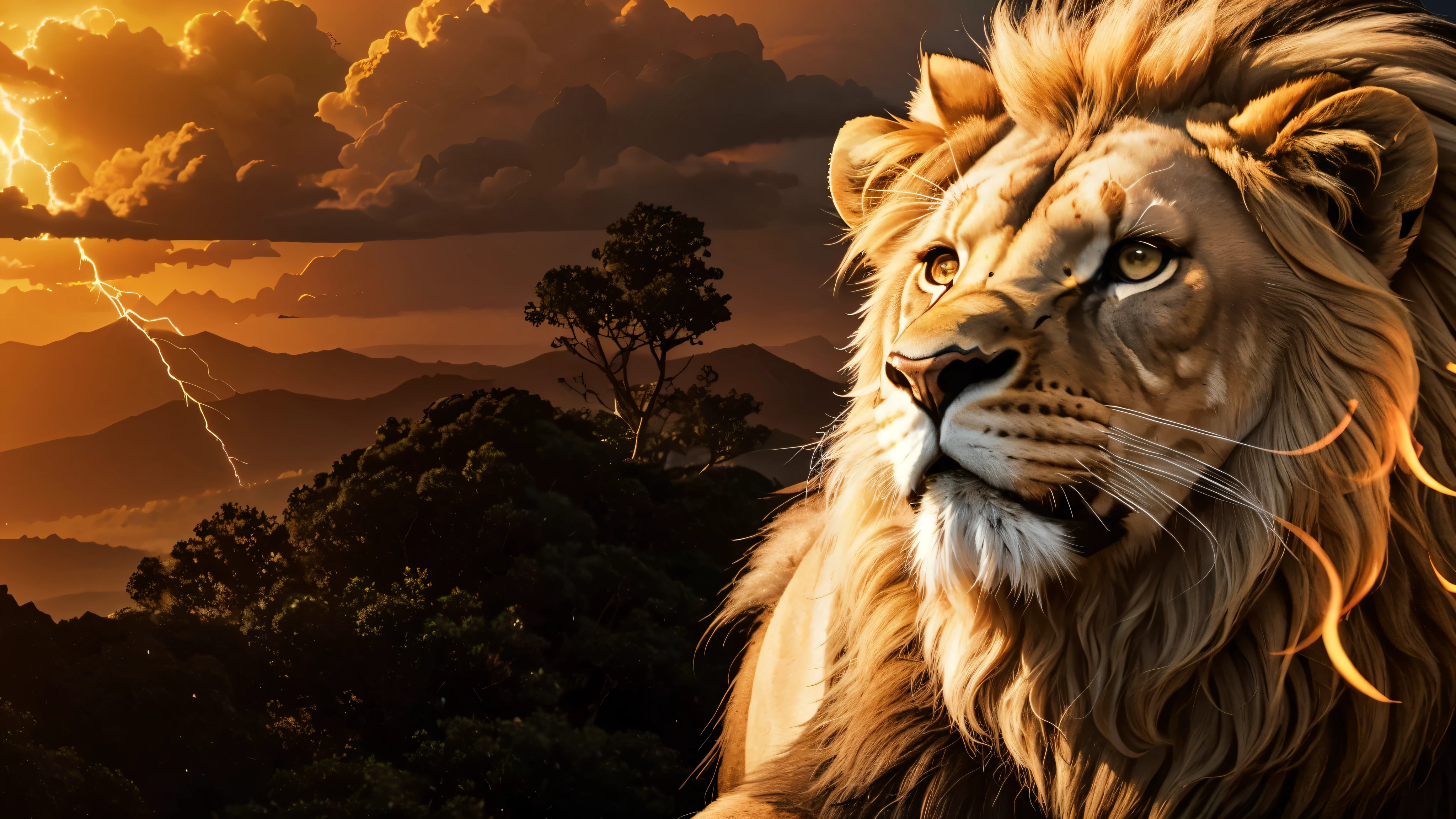 Lion, Divine Lion, naturais, Natureza, feroz, masculine, poderoso, golden lion, Branco, Lion Branco, Preto e branco, Preto e dourado, rosto realista detalhado, 8K Detailed Realistic White Lion, ultrarrealista 8k, Detailed realistic thunder energy, Detailed Realistic Criatura Forte, Criatura Forte, Lion macho, Rendering, fotorrealista, UltraHigh definition, 4k, texturasdetalhadas, Thunder, sombras detalhadas, cores detalhadas, Bolts Thunder, Eletricidade Celeste, Thunders, Golden Thunder, Lion realista, Ultra Realista 16k, Realista 16k, Nitidez realista de 16k, Texturas fotorrealistas 16k, Cores Realistas 16k, Criatura Poderosa, Poder majestoso, Power of Heaven, Grande Divino, contraste detalhado, Contraste realista, high resolution, cores detalhadas, fogo, eletricidade, divina criatura, 8K, Realista detalhado, 16k, 8K, High definition, contraste detalhado, Contraste realista, high resolution, cores detalhadas, fogo, eletricidade, divina criatura, 8K, Realista detalhado, elegante,