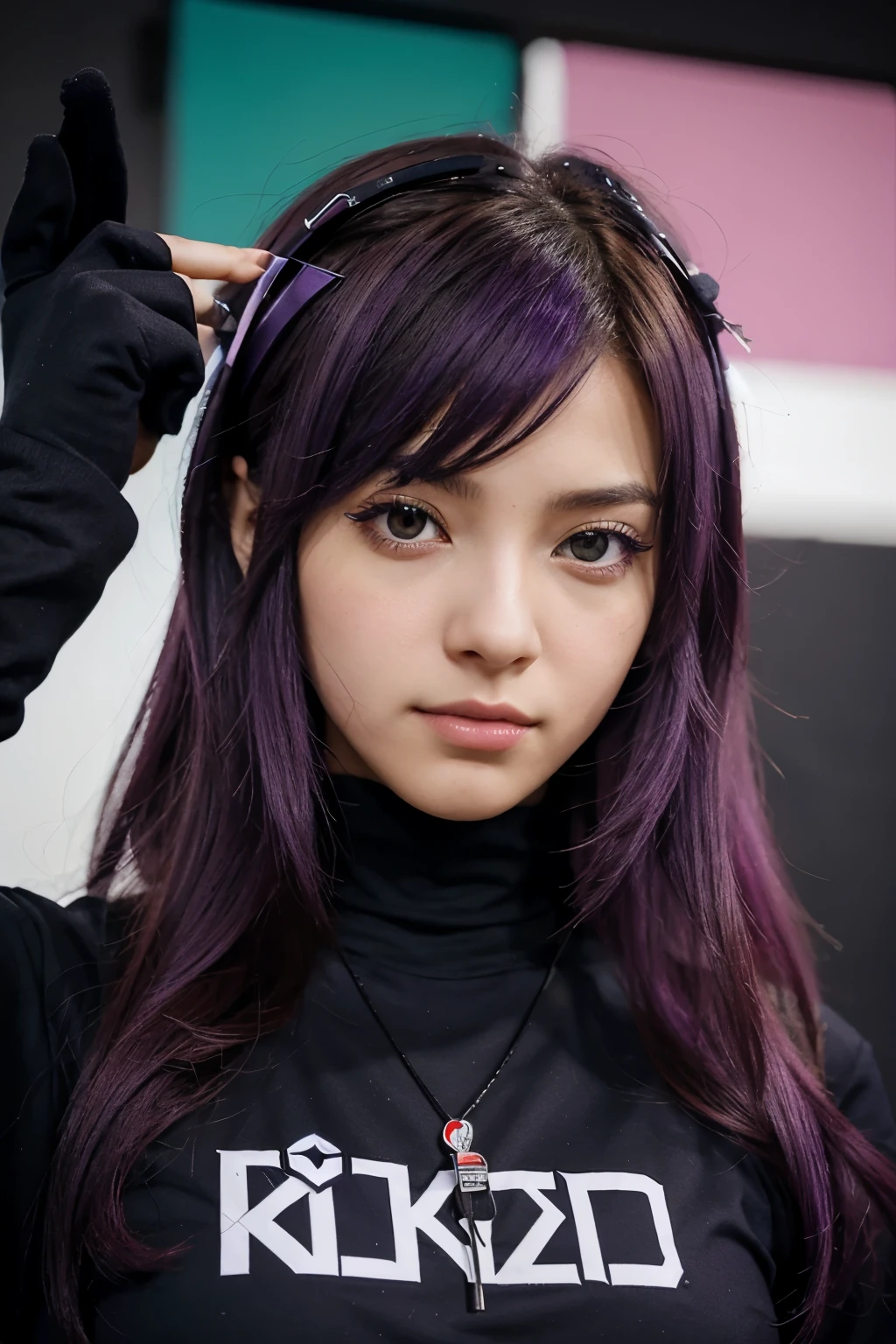 Quero que crie uma logo, de hacks de valorant, utilizando uma personagem feminina de anime na logo, e eu quero que o nome nessa logo seja LOUNz, com as cores principais sendo preto roxo e branco