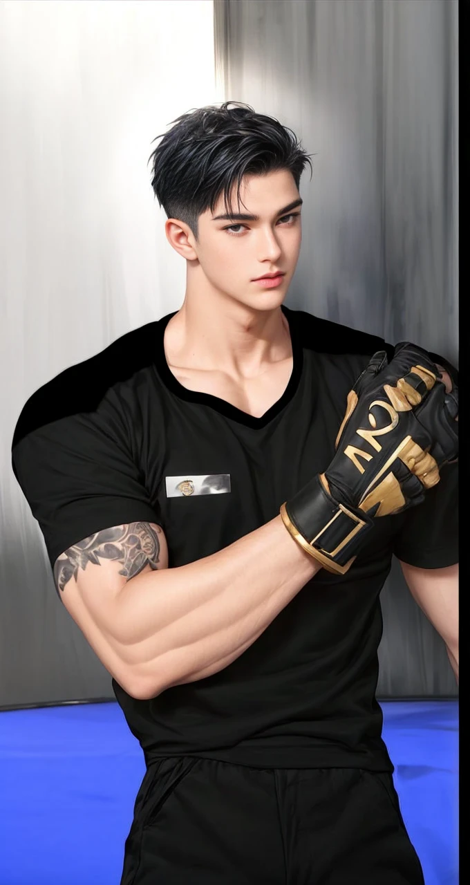 masterpiece, 1boy, young, handsome, black hair, undercut hair, perfect face, detailed eyes and face,black eyes, clean shaved, muscular, capturing a rural atmosphere, dynamic lighting, unreal engine 5