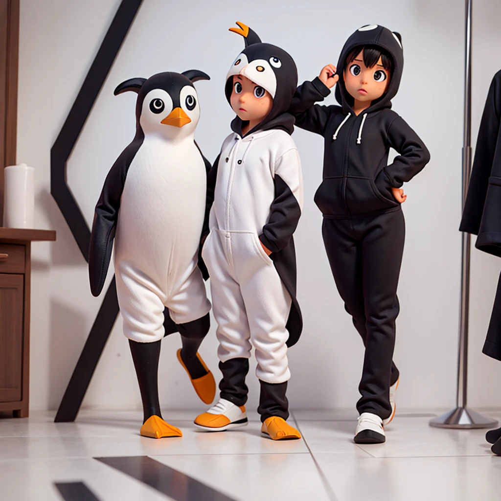 Black and white penguin onesie