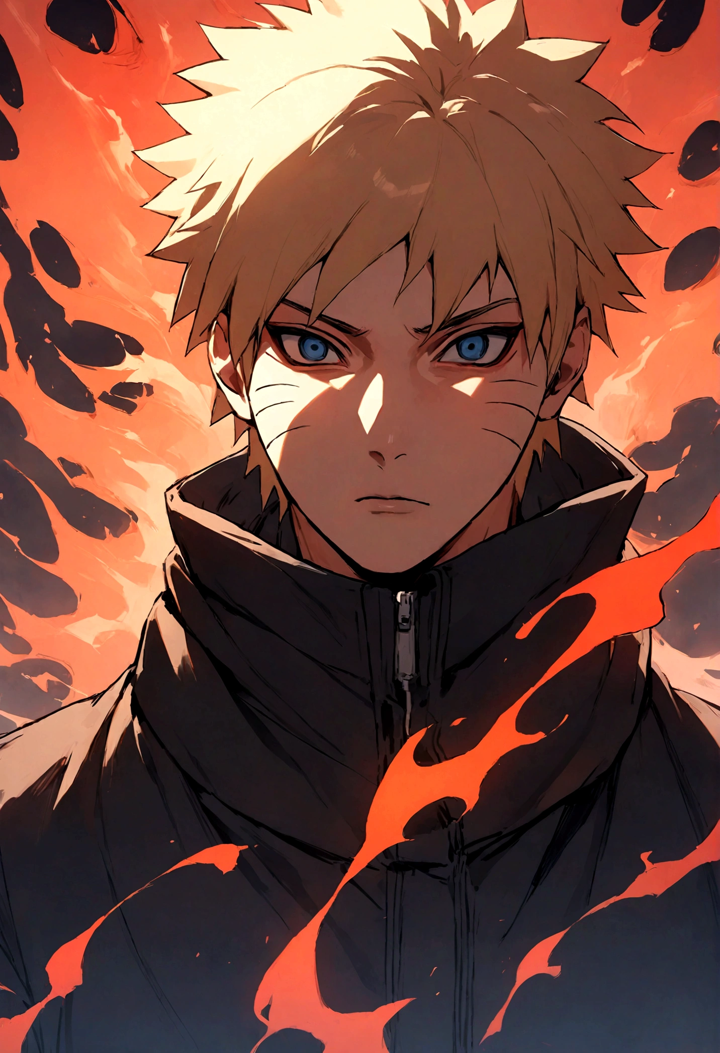 1 boy, Men&#39;s Center, naruto uzumaki,naruto, masterpiece, highest quality, so beautiful,、cool、、strongest、Fire Aura、Ninja、、Red light