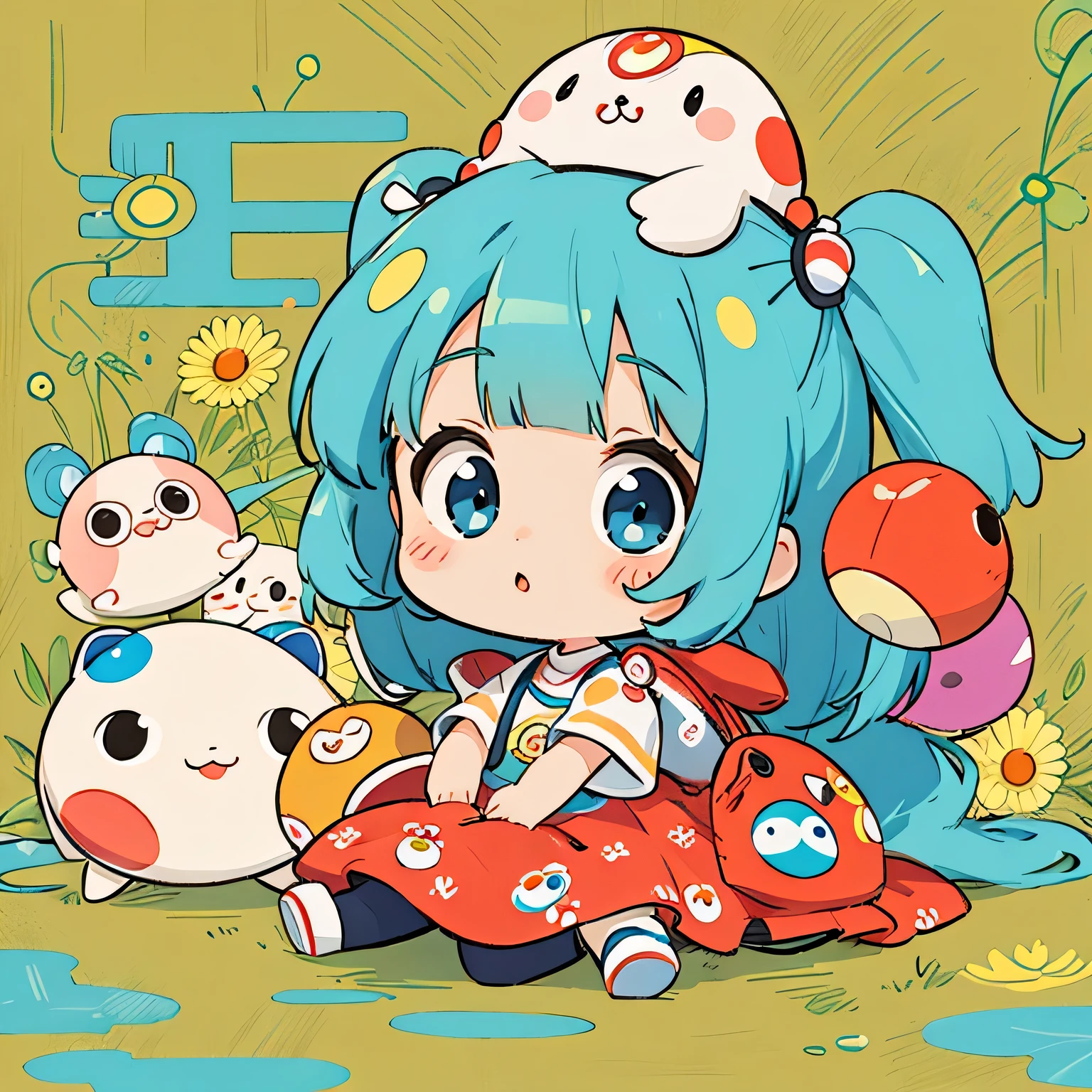 Takashi Murakami style, Kawaii Design, The most beautiful girl of all time, chibi、House on Mars