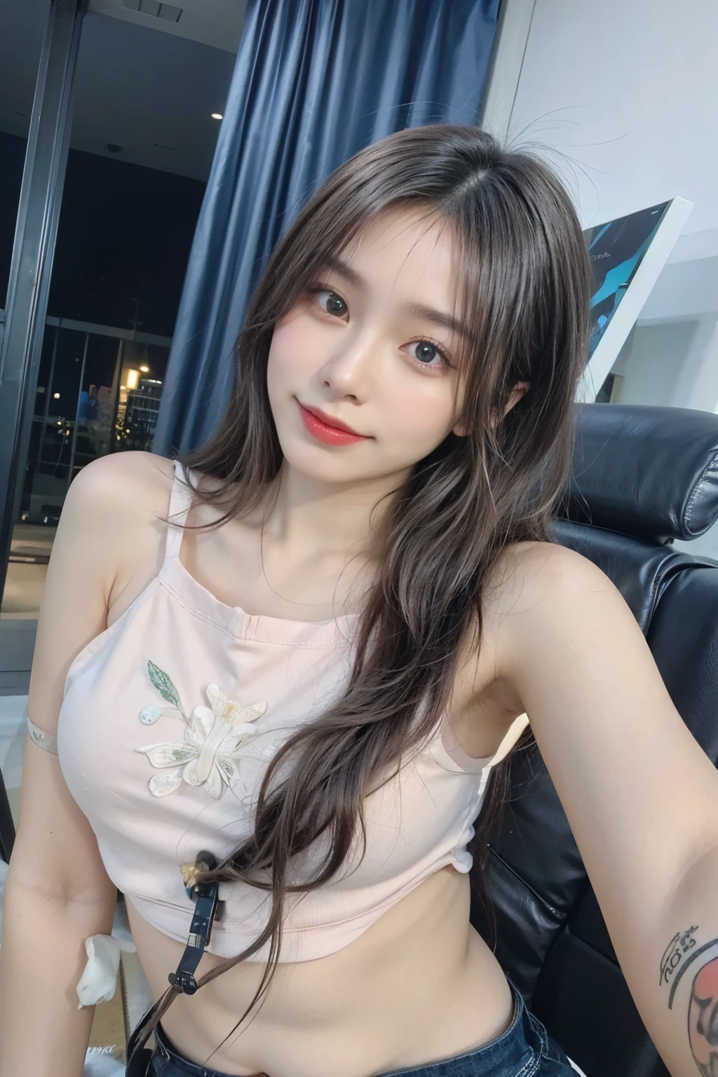 ((Best quality, 8k, Masterpiece :1.3)), Sharp focus :1.2, A pretty girl 24 years old with perfect figure :1.4, Slender abs :1.3, Raw photography、超A high resolution, full body, Ultra High Definition, (Photorealistic:1.4), Detailed Photo, Smiling, , Facing Camera, Close-up , (Photorealistic), (1girl), Beautiful Face, (Realistic Face),Beautiful Hairstyle, Realistic eyes, beautiful detail eyes, (realistic skin), beautiful skin, (sweater), absurd, attractive, ultra high resolution, ultra realistic, high definition, golden ratio,Good hands、10、high-reaster-piece、highest quality、head:1.3、((Hasselblad photo))、Fine Skin、crisp focus、(Light like a movie)、gentle lighting、Dynamic Ungle、[:(detailed face:1.2):0.2]、
Negative Pro,  Highly detailed face and skin texture, Detailed eyes, Double eyelid,huge firm breast,super fine eyes,super fine hand, face zoom, perfect makeup