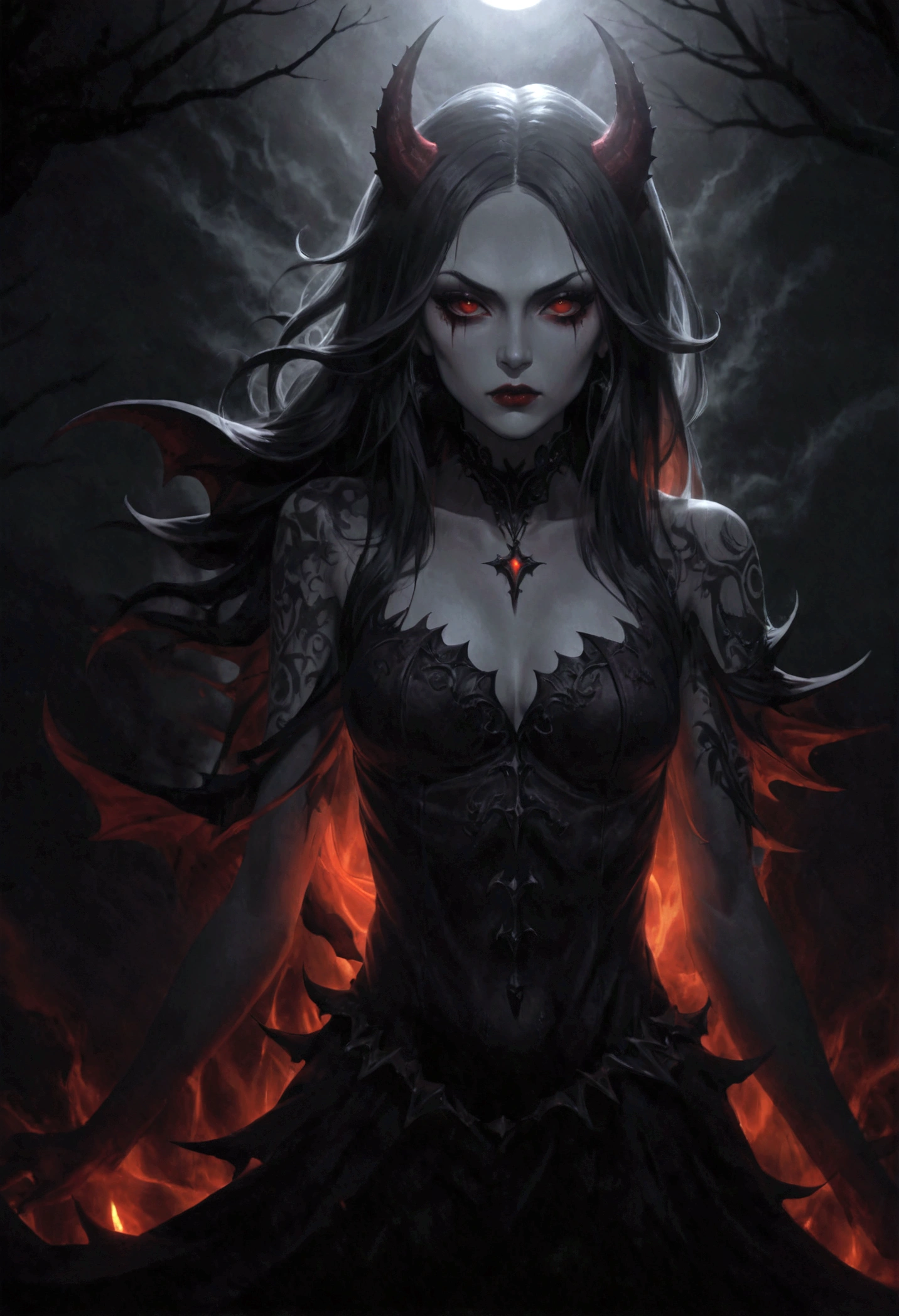 goddess, goddess der Verführung, black hair, red eye, beautiful, masterpiece, provocative dress, dark atmosphere, Antiquity, Anime Style