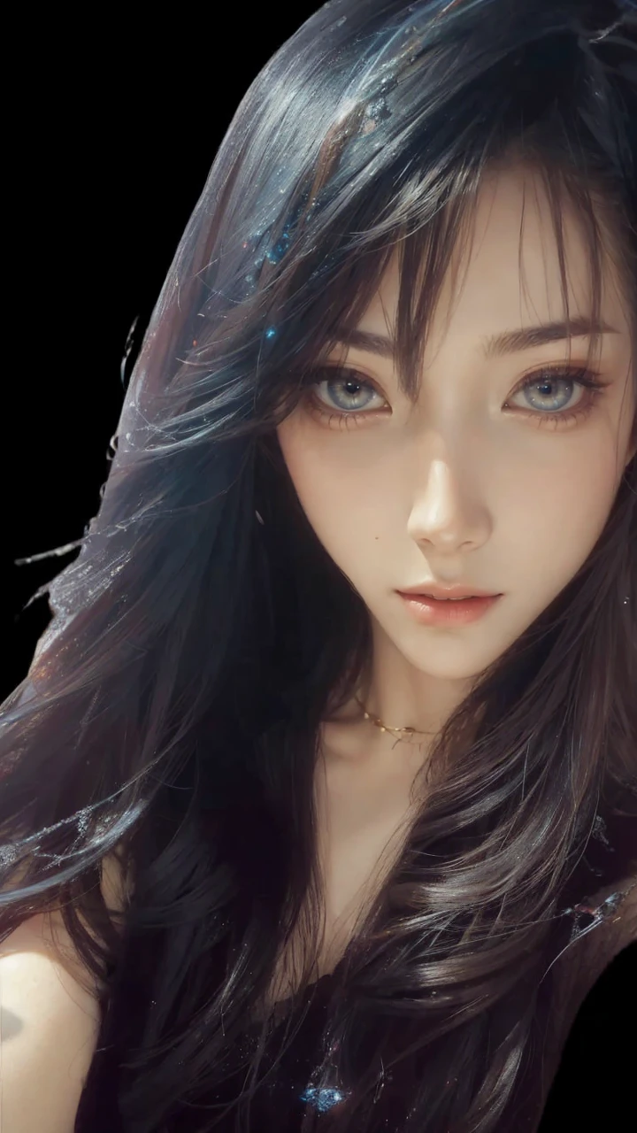 (masterpiece, top quality, best quality, official art, beautiful and aesthetic:1.2), (1girl), extreme detailed,(abstract, fractal art:1.3),colorful hair,highest detailed, detailed_eyes, fire, water, ice, lightning, light_particles, ghost
