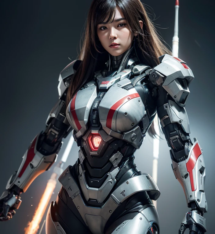 Textured skin, Super Detail, high details, High quality, Best Quality, hight resolution, 1080p, hard disk, beautiful,(War Machine),(Rocket Missile),Beautiful Cyborg Woman,Mecha Cyborg Girl,Battle Mode,Girl with a mecha body,A powerful cyborg woman, sleek and futuristic, with advanced mechanical augmentations that enhance her strength and capabilities.