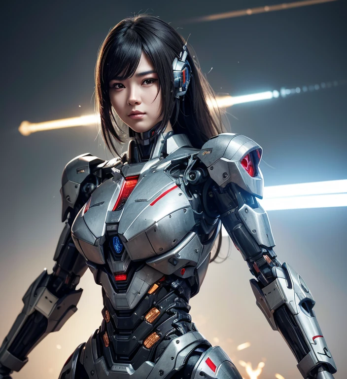Textured skin, Super Detail, high details, High quality, Best Quality, hight resolution, 1080p, hard disk, beautiful,(War Machine),(Rocket Missile),Beautiful Cyborg Woman,Mecha Cyborg Girl,Battle Mode,Girl with a mecha body,A powerful cyborg woman, sleek and futuristic, with advanced mechanical augmentations that enhance her strength and capabilities.