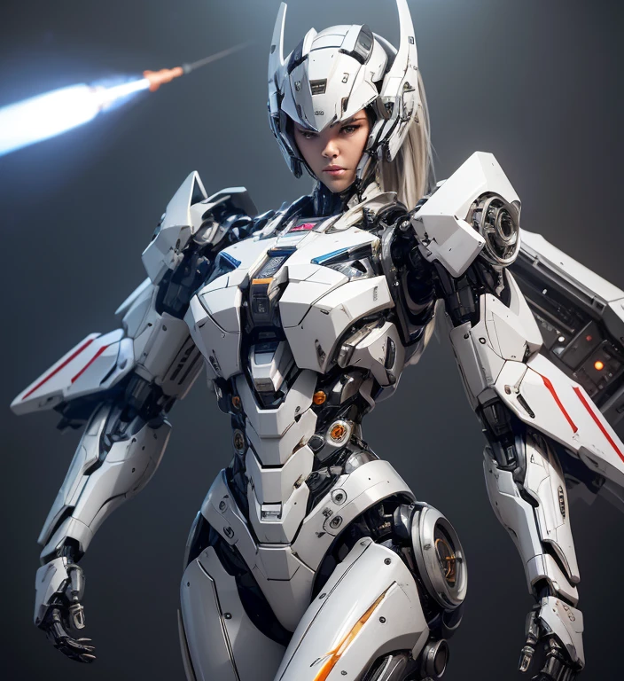 Textured skin, Super Detail, high details, High quality, Best Quality, hight resolution, 1080p, hard disk, beautiful,(War Machine),(Rocket Missile),Beautiful Cyborg Woman,Mecha Cyborg Girl,Battle Mode,Girl with a mecha body,A powerful cyborg woman, sleek and futuristic, with advanced mechanical augmentations that enhance her strength and capabilities.