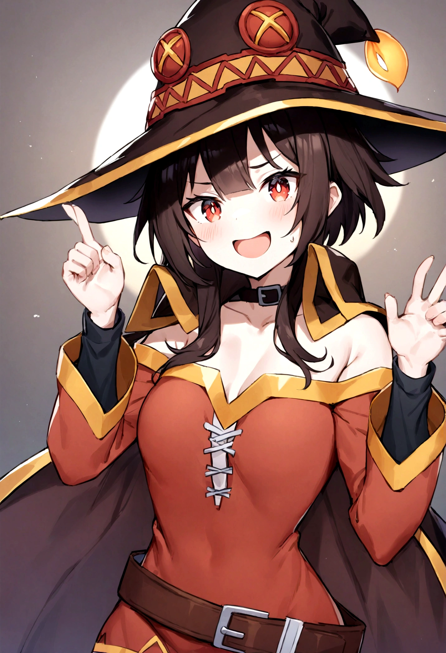 1girl,masterpiece, best quality, very aesthetic, absurdres,
Megumin, KonoSuba - A young but powerful arch-wizard known for her obsession with explosion magic.