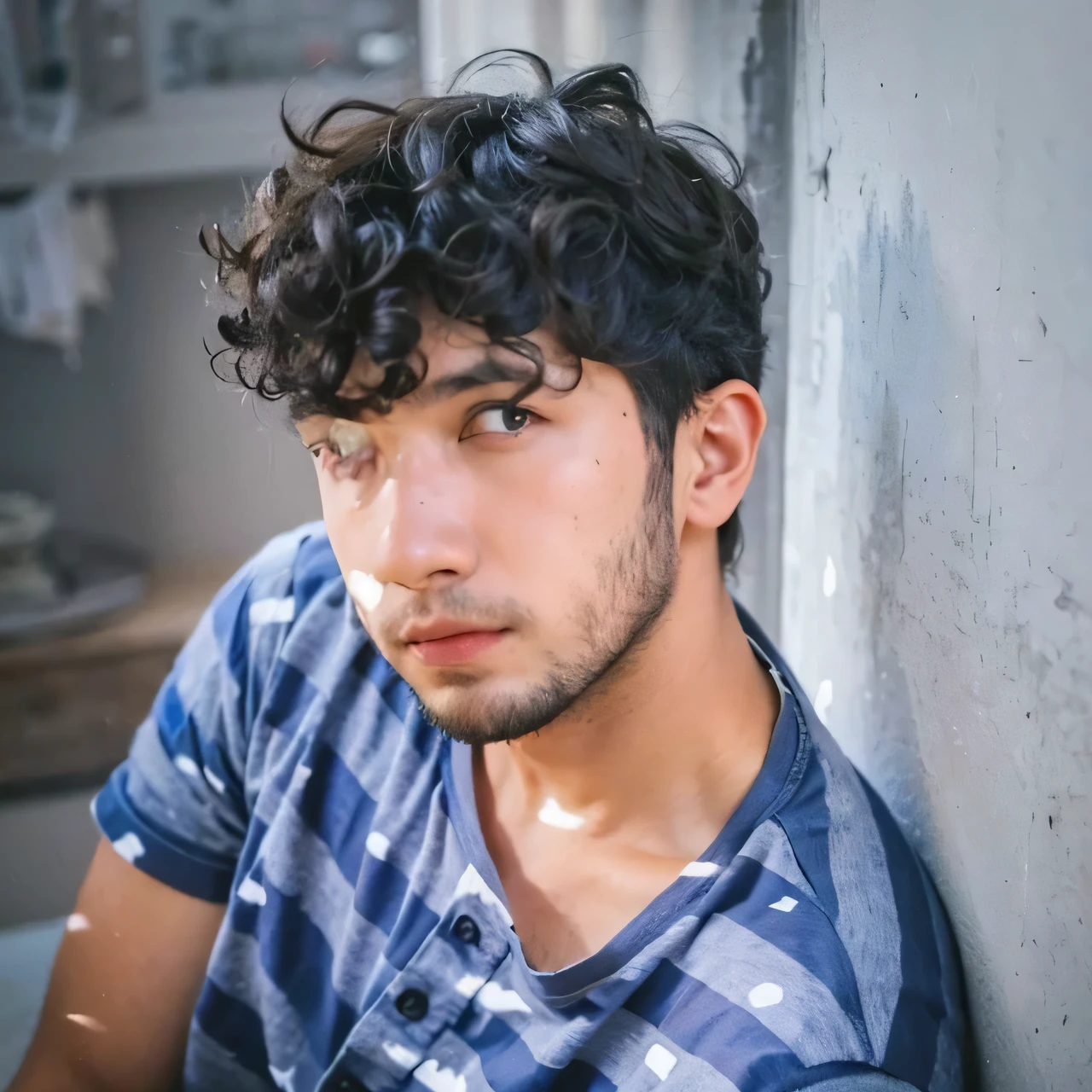 Boy with curly hair portrait