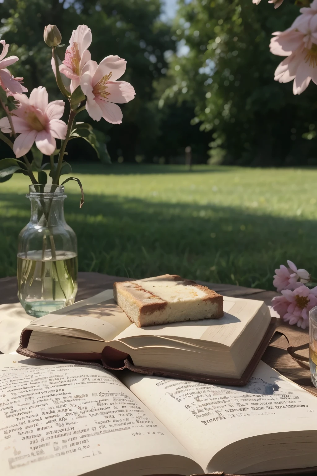 photo instagram, livre,pic nic,fleur,details de haute qualitée,hyper realistic