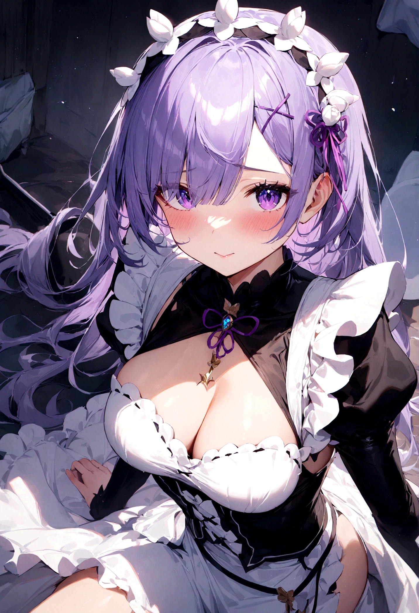 1girl,masterpiece, best quality, very aesthetic, absurdres,
Rem, Re:Zero - Starting Life in Another World - A demon maid with a deep loyalty and affection for the protagonist, Subaru, showcasing immense power and emotional depth.