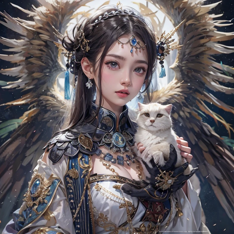 that'that'it's raining, c that、Hair flow、 ((highest qualthaty、masterpiece、8k、Best image qualthaty、Ultra-high resolution、Award-winning works)、(Accurate anatomy:1.1)、(Look at me and smile:1.1)、Shining fair skin wthath Ultra-high resolution、The most detailed face、Ultra-high resolution detailed face、Ultra-high resolutionの髪の毛、(Ultra-high resolutionの煌めく瞳:1.1)、Beautiful face drawn in every detail、ancient gothic costume , Chest to chest, tattoo, Next to him is a real owl