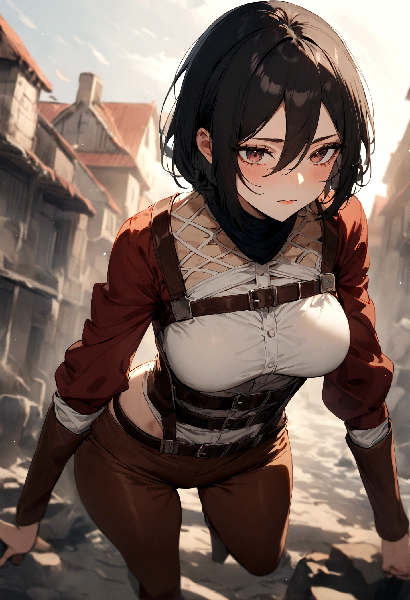 1girl,masterpiece, best quality, very aesthetic, absurdres,
Mikasa Ackerman (Attack on Titan): A skilled soldier fiercely loyal to her friends, especially Eren Yeager.