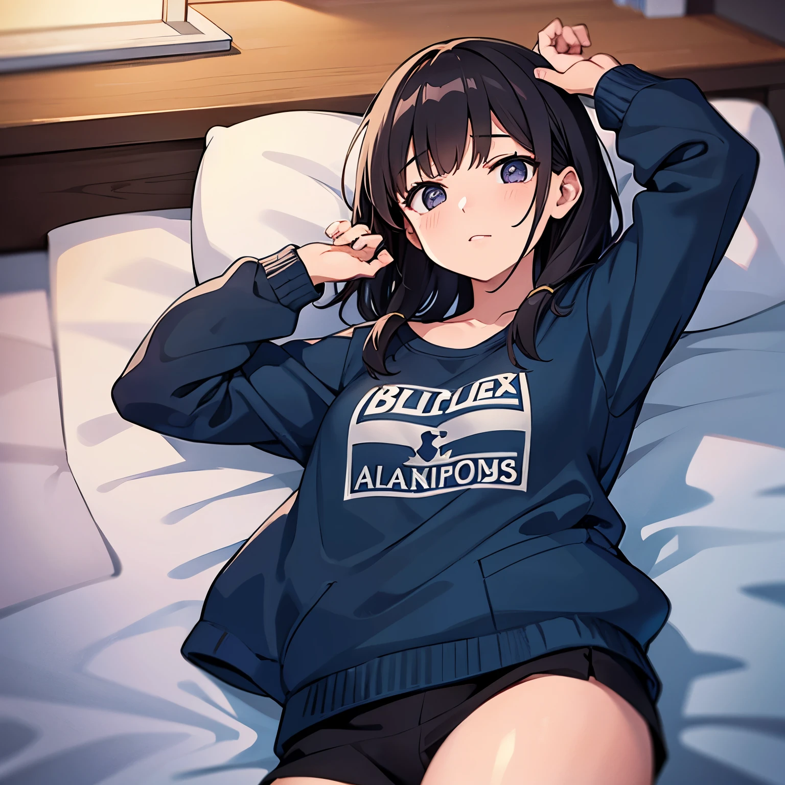 A young woman with dark hair who has dropped out of elementary school, has been a recluse for many years, is unemployed, and is bedridden with depression, and lies in bed all day