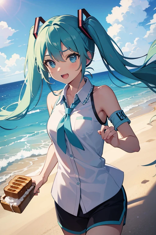 Hatsune Miku Running with Toast in Her Mouth