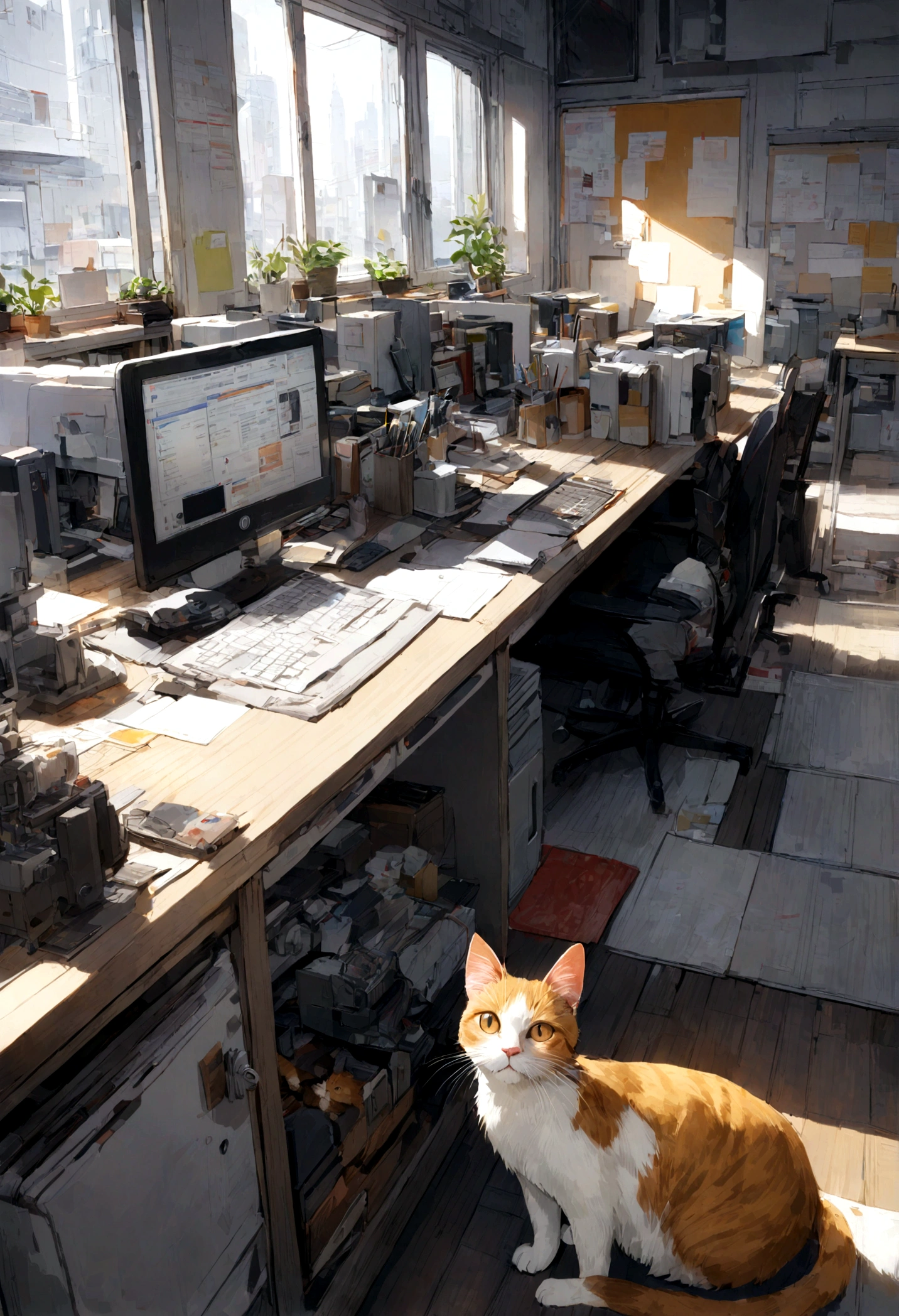cat, working office