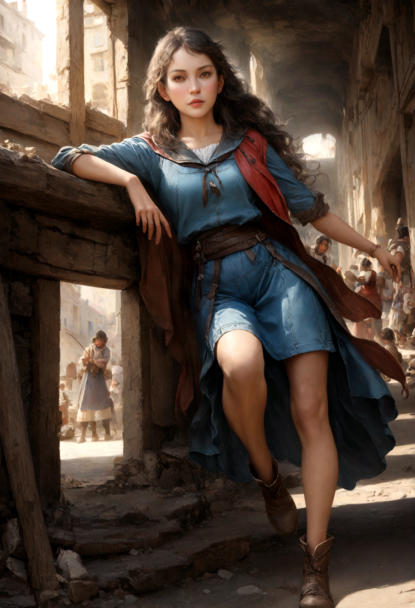 16, fille, legs separated, bas noirs, (Best quality, 4k, 8k, Une haute résolution, chef-d'artwork:1.2), ultra-detailed, (Realistic, photorealistic, photo-realistic:1.37), sportrait, Des couleurs vives, Dramatic lighting