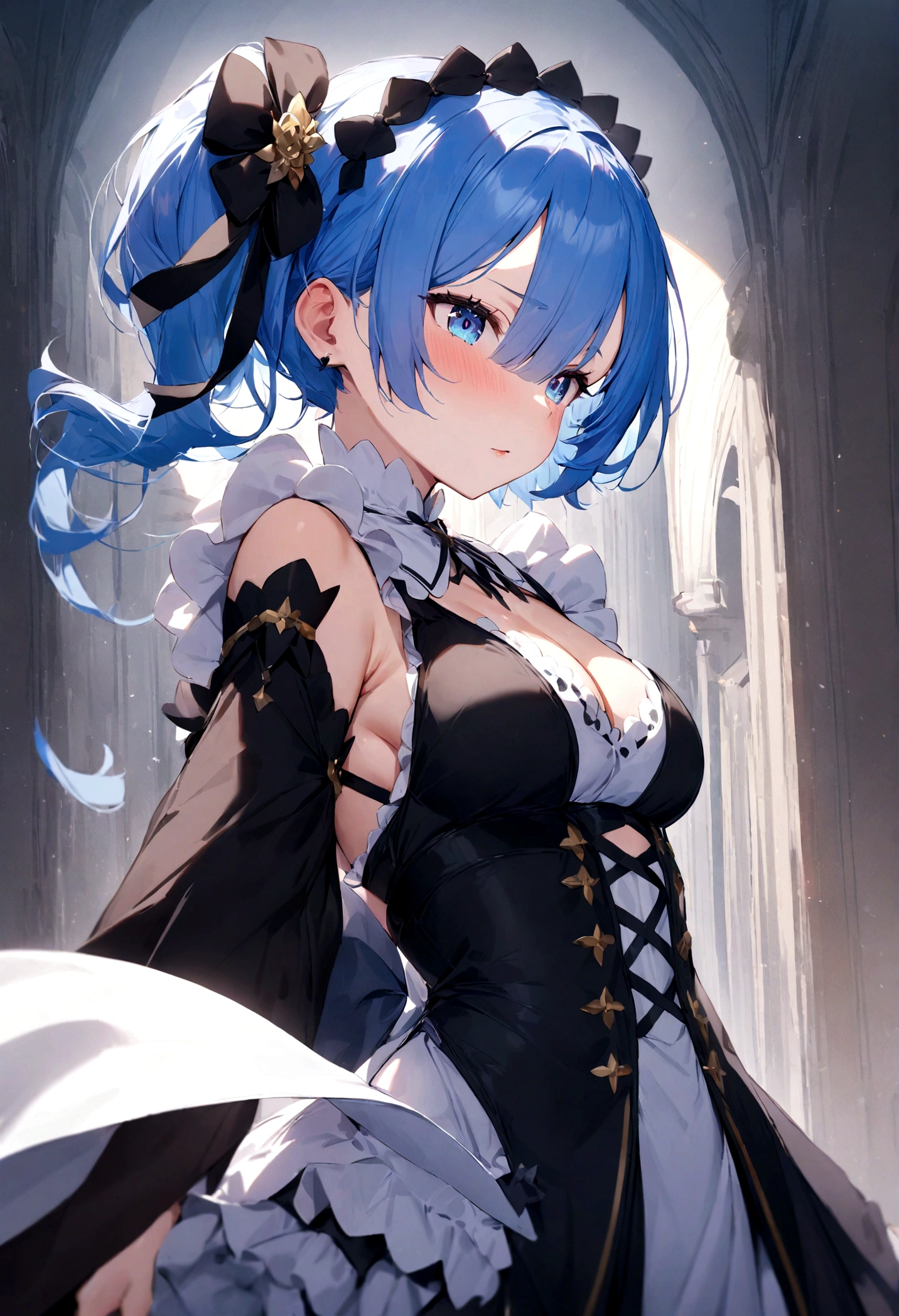 1girl,masterpiece, best quality, very aesthetic, absurdres,
Rem, Re:Zero - Starting Life in Another World - A demon maid with a deep loyalty and affection for the protagonist, Subaru, showcasing immense power and emotional depth.