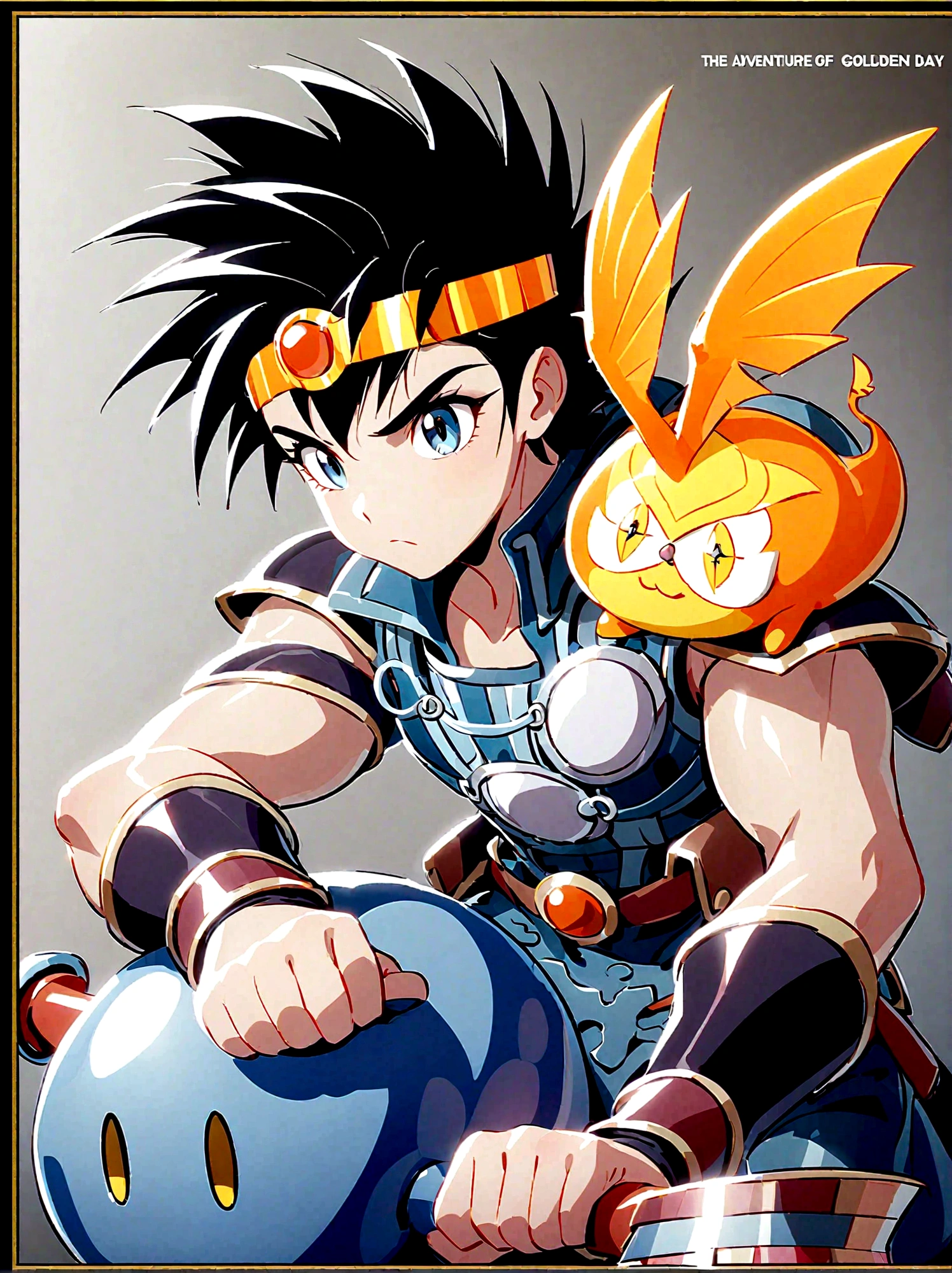 Dragon Quest: The Adventure of Dai,The Brave Day,Gold headband,armor,A golden metal slime stands on the shoulder