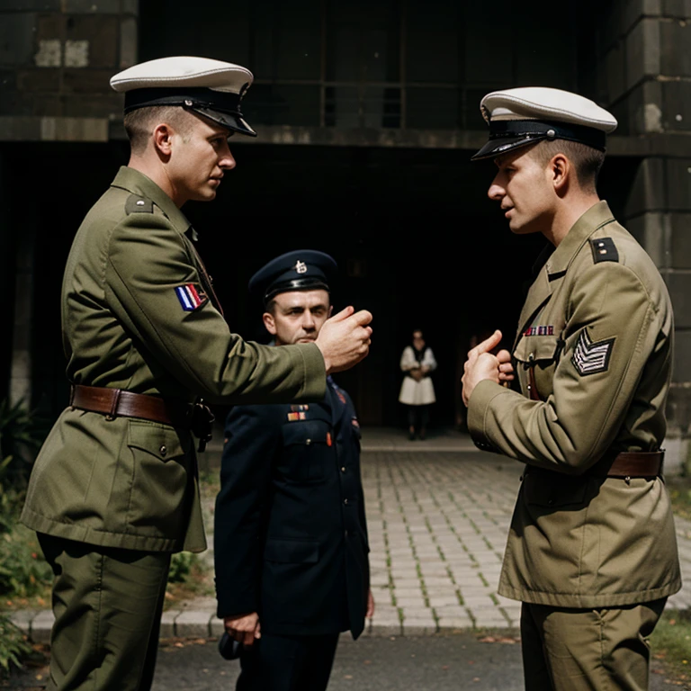German soldiers during World War II surrender to American soldiers.