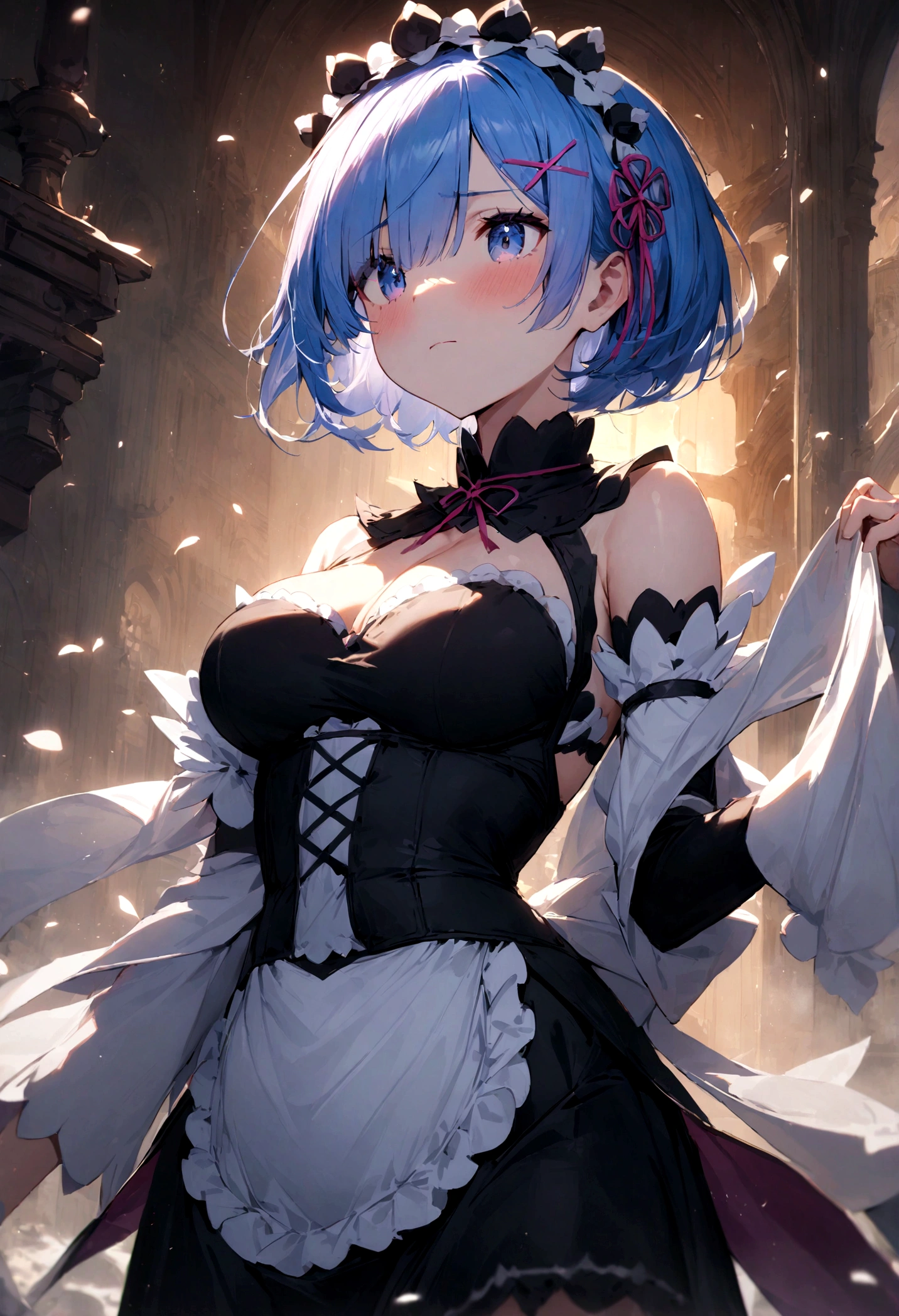 1girl,masterpiece, best quality, very aesthetic, absurdres,
Rem, Re:Zero - Starting Life in Another World - A demon maid with a deep loyalty and affection for the protagonist, Subaru, showcasing immense power and emotional depth.