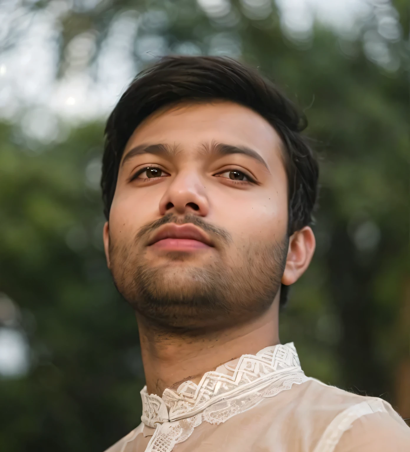 A beautiful young bearded man with highly detailed skin.