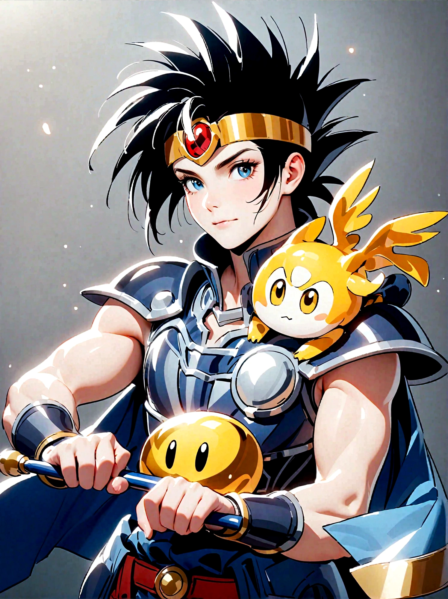 Dragon Quest: The Adventure of Dai，The Brave Day，Gold headband，armor，A golden metal slime stands on the shoulder
