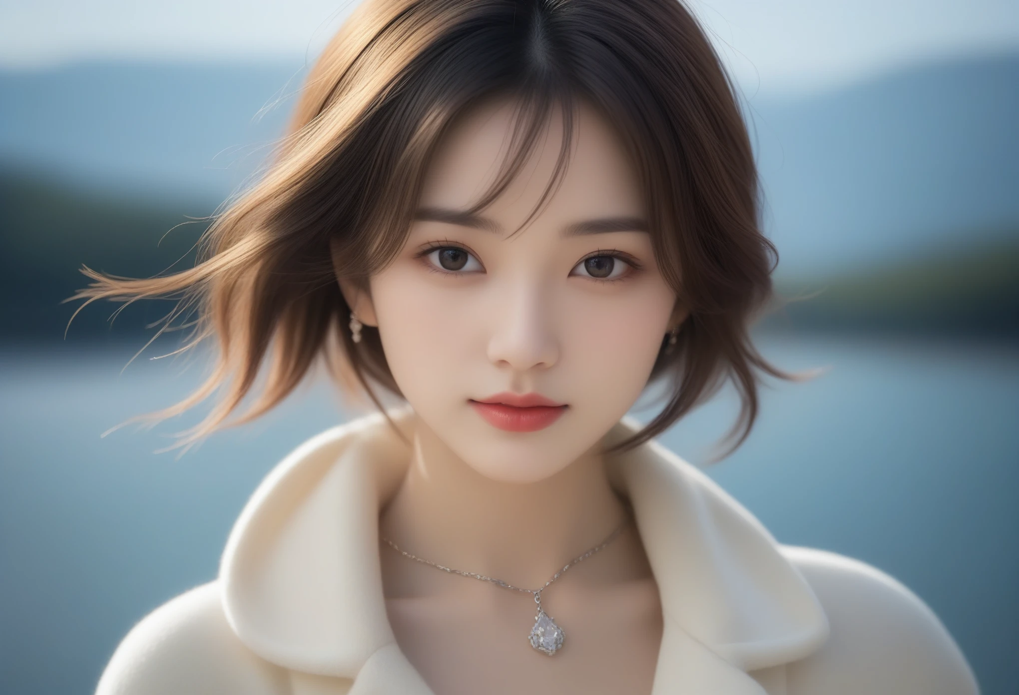 8k, Ultra-high resolution, highest quality, masterpiece, Surreal, photograph, 1 girl, (:1.3), pretty girl, Cute Face, Beautiful eyes in every detail,masterpiece,highest quality, Tabletop, 超A high resolution, (Realistic: 1.4), One Woman, Looking into the camera, Fashionable autumn clothes, Japanese women, Age 34,Luxury Bags, Luxury Watches, Famous Brand Autumn Goods,Domestic travel(Fukuoka),Traveling alone,Brown Hair,Short-haired,necklace、Glamour,Amorous,,Bold Pose、Looking at the audience、beauty,Long neck、Smile a little、Please close your mouth and laugh、(((Ideal body type))),A-cup small breasts :2,、Portraiture:2、Perfect Anatomy、鮮明なdetailed、detailed、Surreal、Light and shadow,Strong light,Fashion magazine cover,Thin lips
