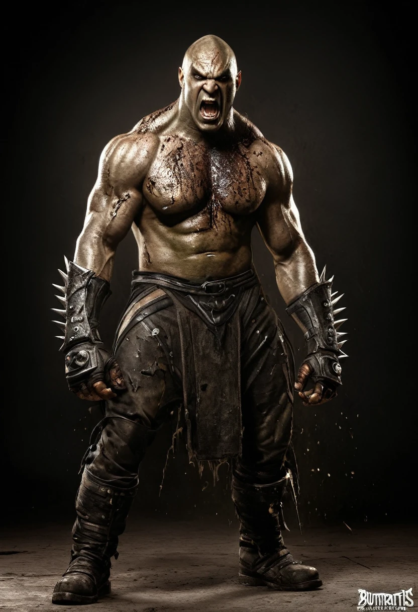 brutalis attacks!
original character: BRUTALIS THE VIOLATER
LARGE 7 FOOT ULTRA MUSCLED ORC LOOKING MALE SUPER VILLAIN
bald, melted flesh disfigured scarred, gross mutated slightly misshapen form, long arms and huge hands, grayish skin
covered in filth and gore,
WITH SPIKES ON HIS GAUNTLETS
hunched forwards threateningly
photorealistic cg
Render "BRUTALIS" logo at the top like a comicbook cover or poster using a distressed grunge font, heroic proportions